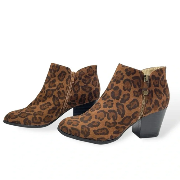 Style & Co. Marinaa Ankle Booties Women’s Size 8 Brown Leopard Zip-up Block Heel - Picture 7 of 13